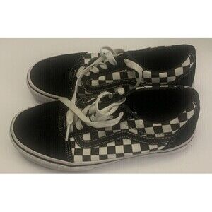 Vans Old Skool Youth Size 3 Shoes Lace Up Black & White Checkered.